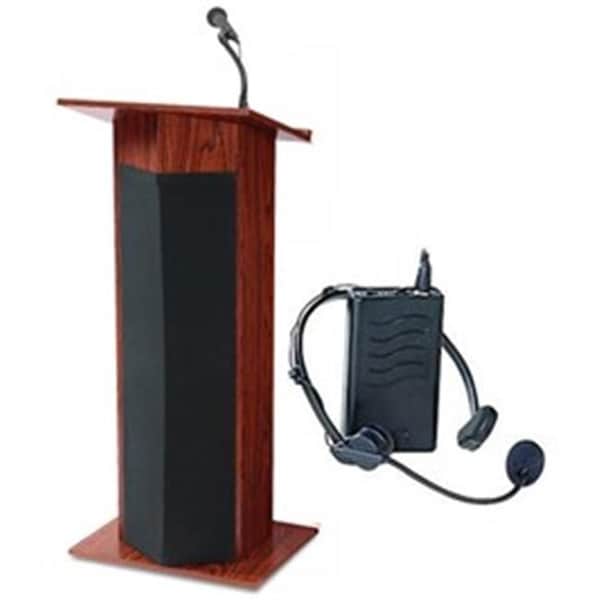 Oklahoma Sound Oklahoma Sound 111PLS-MY-LWM-7 The Power Plus Lectern With Wireless Headset Mic - Medium Oak 111PLS-MY/LWM-7 - main